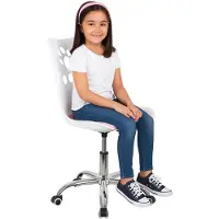 Springos Chaise de bureau - - 2025 - Ergonomique - Réglable en hauteur - Similicuir blanc/rose