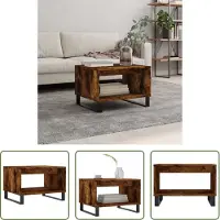 The Living Store Table basse chêne fumé 60x50x40 cm bois composite