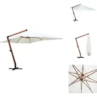 vidaXL Parapluie bois blanc 4 x 3 m - Parasols & ombrelles