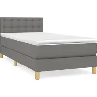 Syfax Sommier à lattes de lit et matelas Gris foncé 90x190 cm Tissu