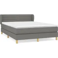 Syfax Sommier à lattes de lit avec matelas Gris foncé 140x200cm Tissu