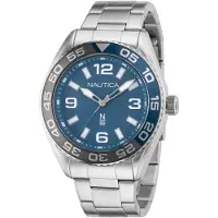 Nautica Napfws307 44mm 5atm Quartz Analogical Watch Argenté Homme