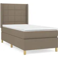 vidaXL Lit boxspring avec matelas Taupe 90x200 cm Tissu