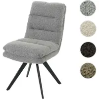 Mendler Chaise de salle à manger HWC-G66, chaise de cuisine pivotante Auto-Position Tissu/Textile Bouclé certifié MVG gris clair