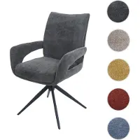 Mendler Chaise de salle à manger HWC-O78, chaise de cuisine, pivotante avec retour automatique, tissu/textile chenille (310 g/m²) Öko-Tex gris foncé