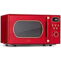 Klarstein Micro onde Grill, Four Micro-onde Gril Multifonction 800W, Fours Micro-ondes Design Vintage en Acier Inoxydable, Grand Intérieur 20L, Smart Microwave, Plaque Décongélation, Facile à Utiliser
