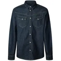 Pepe Jeans pour homme. PM3090809 Chemise Western Rinse marine (XXL), Casuel, Coton, Manche longue