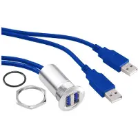 TRU COMPONENTS Adaptateur USB 3.0 2 x USB femelle type A vers 2 x USB mâle type A avec 60 cm de câble TRU COMPONENTS USB-13 1313910 1 p