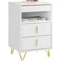 SoBuy Table de Chevet 3 tiroirs, Blanc 40x40x63 cm