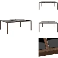 vidaXL Table de jardin avec plateau en verre Marron 200x150x75 cm Rotin - Tables de jardin
