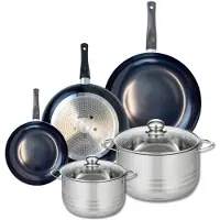 Elo Ensemble de 3 Poêles de cuisson 20, 28 et 32 cm et 2 faitouts 20 et 24 cm Prima Brillant