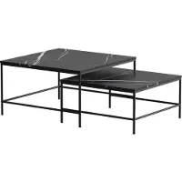 Vicco Set de tables basses Ramio Marbre noir 80x80cm 2 pièces, Model 56191