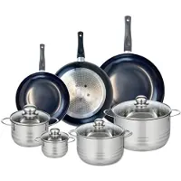 Elo Ensemble de 3 Poêles de cuisson 24, 28 et 32 cm et 4 faitouts 12, 16, 20 et 24 cm Prima Brillant