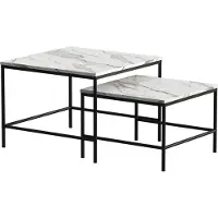 Vicco Set de tables basses Ramio blanc/noir 60x60cm 2 pièces, Model 56411