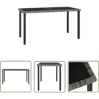 The Living Store Table de jardin grise 140x70x73 cm Poly rotin