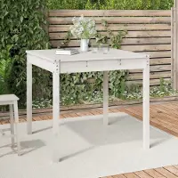 The Living Store Table de jardin blanche 82,5x82,5x76 cm pin massif
