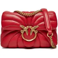 Pinko Cuir sac à épaule bandoulière sac à épaule Love Puff Mini CL Sheep Nappa Quilt Red - Antique Gold rouge
