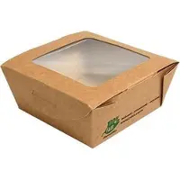 Papstar 87253 Récipient alimentaire jetable Carton, polylactide (PLA), Contenant à usage unique, Marron
