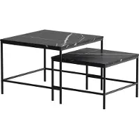 Vicco Set de tables basses Ramio Marbre noir 60x60cm 2 pièces, Model 56410