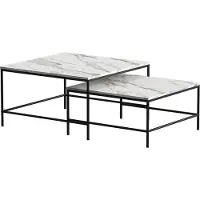 Vicco Set de tables basses Ramio blanc/noir 80x80cm 2 pièces, Model 56192