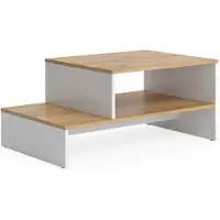 Vicco Table basse Amely Chêne doré/blanc 90x55cm avec étagère, Model 56267