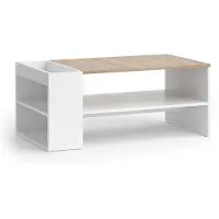 Vicco Table basse Wido Blanc/Sonoma 100x55cm avec des étagères, Model 56264
