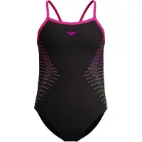 Speedo Plastisol Placement Thinstrap Muscleback Swimsuit Noir 13-14 Years Fille