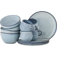 Bloomingville Coffret petit-déjeuner Sandrine bleu 12 pièces