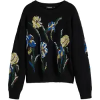 Desigual Pull-over mélange de couleurs / noir