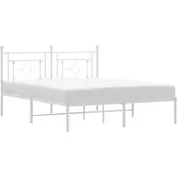 vidaXL Cadre de lit avec tête de lit en métal blanc 160x200 cm