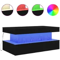 vidaXL Table basse avec lampes LED noir aspect chêne 90x50x40 cm