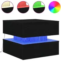 vidaXL Table basse avec lumières LED chêne noir 50x50x40 cm