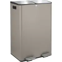 Spirella Poubelle Système de tri des déchets avec couvercle 60 L (2x30 litres) avec seau intérieur grandes poubelles Poubelle à pédale inox taupe