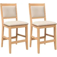 vidaXL Tabouret de bar avec coussin 2 pcs. Nature bois massif hévéa