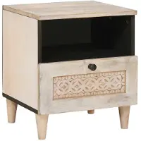 vidaXL Table de chevet Beige 40 x 33 x 46 cm bois de manguier massif