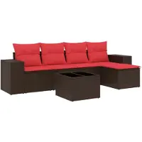 vidaXL Ensemble de 6 canapés de jardin avec coussins, marron, polyrattan