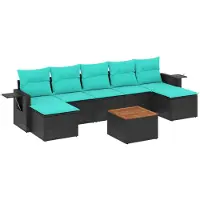 vidaXL Ensemble de 8 canapés de jardin avec coussins, polyrattan noir