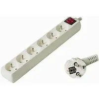 PremiumCord câble de rallonge 230V 7m, 6 prises + interrupteur, blanc (pp6k-07)