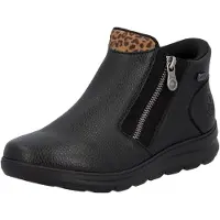 Rieker Bottes courtes pour femmes, noir avec look léopard 36