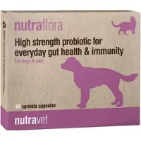 Nutravet Nutraflora 48 kapsułek probiotyk wspomagający jelita i odporność psów i kotów