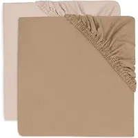 Jollein Lot De 2 Draps Housses 70x140 Cm Jersey Wild Rose Et Biscuit -