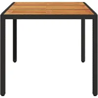 vidaXL Table de jardin avec plateau en acacia noir Poly rotin