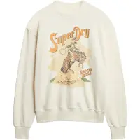 Superdry Femme Sweat ras du cou Ample à Motif Souvenir Crème Taille: 44