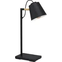 Eglo Lampe de bureau élégante Lacey noir avec un aspect bois