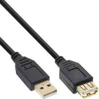 InLine 34615S Rallonge USB 2.0, prise/prise femelle, type A, noir, contacts or, 1,5m