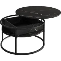 Vicco Table basse Marlo Noir/marbre blanc 77x77cm, Model 55941