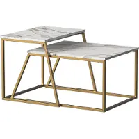 Vicco Set de tables basses Myra Marbre Blanc/Or 60x50cm 2 parties, Model 56365