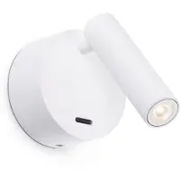Faro Applique Murale Faro Barcelona Avec Bras Led Intégré, 3W - Métal Peint, Chambre, 95 Lm, 3000K - Blanc
