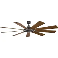 Kichler Gentry XL ventilateur de plafond silencieux avec lumière LED Ø216cm DC moteur bois + télécommande, Ventilateur, Marron, Gris, Multicolore, Blanc, Noir