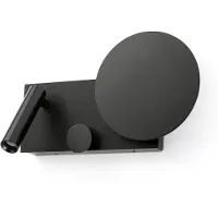 LOREFAR Applique Murale Faro Barcelona - Klee Avec Bras De Lecture À Droite, Led 10W, Led Intégrée, Variateur, Double Interrupteur, Noire